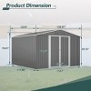 10' x 10' Metal Garden Storage Shed, Lockable Yard Shed Outdoor Tool & Utility Shed for Backyard or Patio – Cuddlewood - 4 of 4