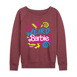 Women's - Barbie - Weird Barbie Lightweight French Terry Wide Neck Long Sleeve Shirt - 1 of 4