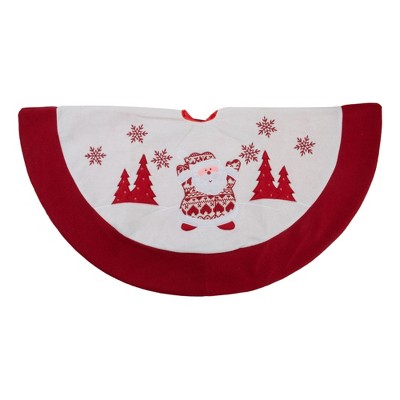 Northlight 36" Red and White Knit Santa Claus Embroidered Christmas Tree Skirt