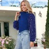 Anna-Kaci Women's Sequin Puffed Long Sleeve Mock Neck Pullover - 4 of 4