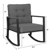 Costway Patio Rattan Rocker Chair Outdoor Glider Rocking Chair Cushion Lawn Navy\Black\Grey - 3 of 4