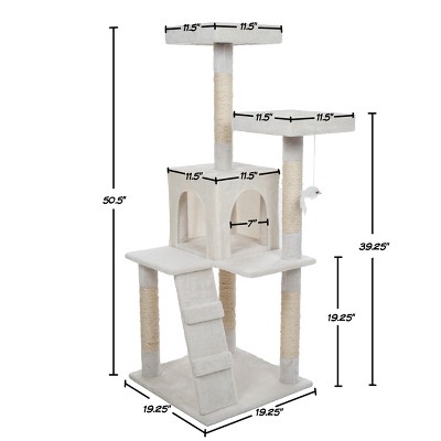 Pet Adobe 4-Foot White Carpet and Sisal Cat Tree