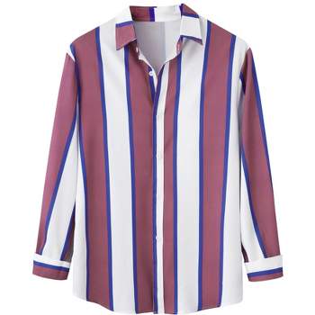 Lars Amadeus Men's Long Sleeves Button Down Casual Stripes Printed Shirts