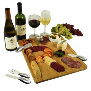 Picnic at Ascot Monogrammed Bamboo Charcuterie, Cheese & Cracker Serving Board - 1 of 3