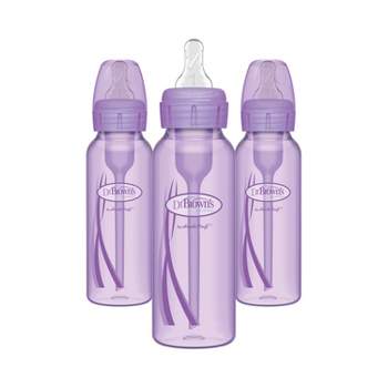 Dr. Brown's 8oz Anti-Colic Options+ Narrow Baby Bottle with Level 1 Slow Flow Nipple - 3pk - 0m+ - Purple