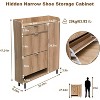 Shoe Storage Cabinet with 2 Flip Drawers and 2 Drawers, Freestanding Narrow Shoe Rack Cabinet for Entryway, Living Room, Hallway, Oak - 2 of 4