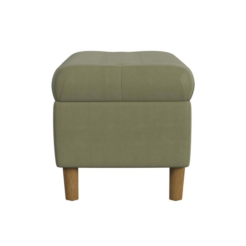 Button Tufted Storage Bench with Cone Wood Legs - HomePop, 3 of 11