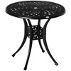 30" Round Patio Dining Table with Umbrella Hole, Antique Cast Aluminum Outdoor Bistro Table Only, Black - 2 of 4