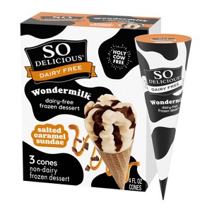 So Delicious Wondermilk Cones Chocolate Salted Caramel Frozen Dessert - 12oz/3ct - 1 of 4