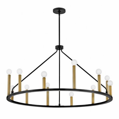 Lazlo Black and Brass 12-Light Candle Chandelier