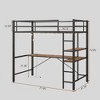 NicBex Twin  Loft Bed with Guardrail,Metal Loft Bed Frame with Ladder,Bed Frame for Adults,Kids,Box Spring Not Required,Black - 3 of 4