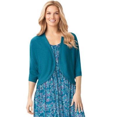 Woman Within Plus Size Rib Trim Cardigan Shrug