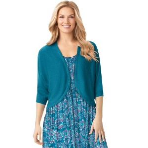 Woman Within Plus Size Rib Trim Cardigan Shrug - 1 of 4