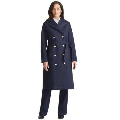 Jessica London Women's Plus Size Refined Denim Trench Coat