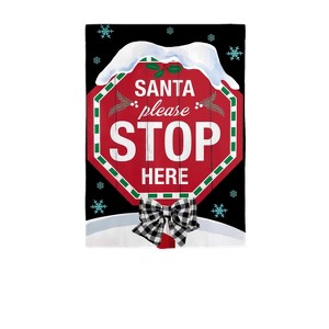 Evergreen Garden Flag Santa Please Stop Here Applique Double Sided Indoor Outdoor Decor 18" x 12.5" - 1 of 1