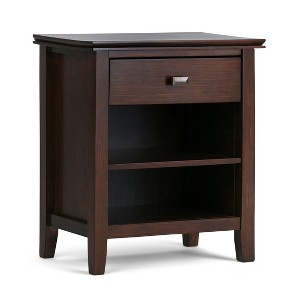 Sapphtopaz Modern Wooden Nightstand with Drawer & 2-Tier Storage Shelf Night Stand with Bronze Knobs Bedside Table for Bedroom, Living Room - 1 of 4