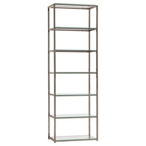77.75" Contemporary 6 Shelf Bookcase with Glass Shelves Black Nickel - Coaster - 1 of 4