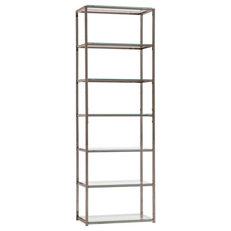 77.75&#34; Contemporary 6 Shelf Bookcase with Glass Shelves Black Nickel - Coaster, 1 of 8