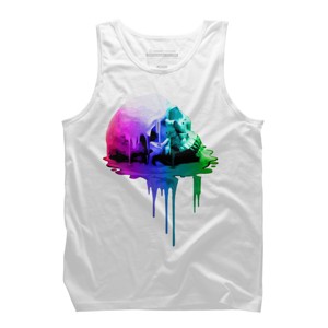 Men's Design By Humans Melting Skull with Vibrant Colors By robotface Tank Top - 1 of 3