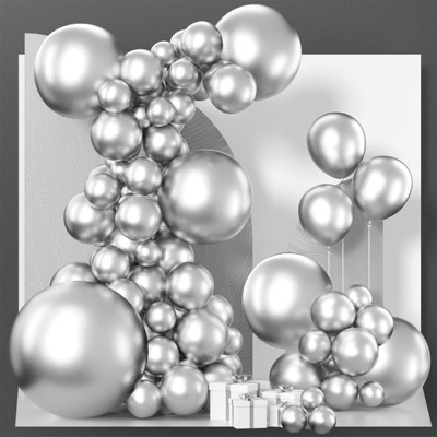PartyWoo Balloons Metallic Silver Silver 36 18 12 10 5 Inch 127 pcs