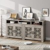 Homhougo Farmhouse TV Stand for 81 Inch, Mid Century Modern Entertainment Center with LED Lights and Storage Gray - 4 of 4
