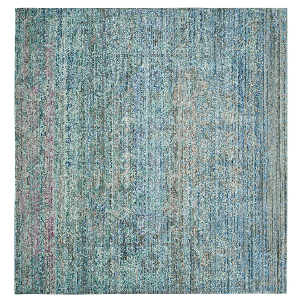Blue Multi Burst Loomed Square Area Rug 6'7inx6'7in - Safavieh