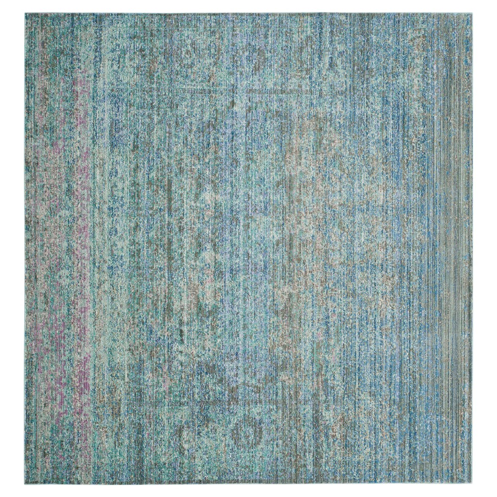 Blue Multi Burst Loomed Square Area Rug 6'7inx6'7in - Safavieh