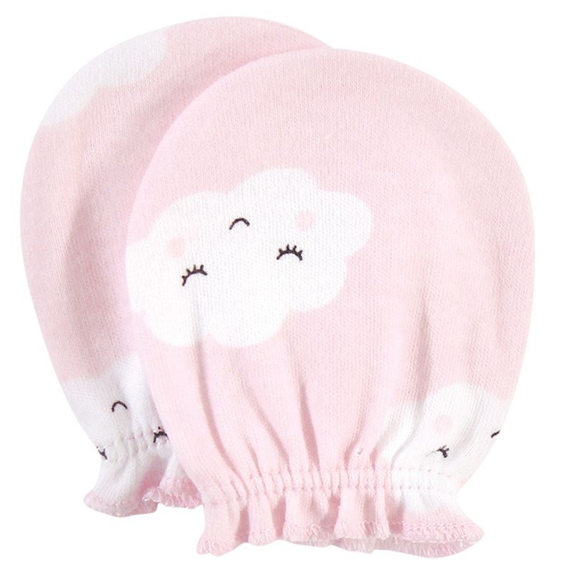 Hudson Baby Infant Girl Cotton Scratch Mittens 10pk, Pink Clouds, One Size, 3 of 9