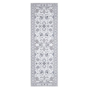 Washable Vintage Foral Rug Non Slip Low Pile Rug Soft Throw Floor Cover Foldable Indoor Carpet for Living Room Bedroom Playroom Nursery - 1 of 4