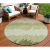 Beige And Olive Green Striped Washable Indoor Outdoor Area Rug - 2 of 4