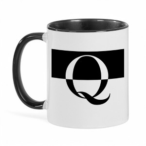 Personalization Mall Squared Initial 11 oz. Black Coffee Mug, Q - 1 of 2