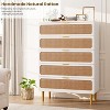 5 Drawer Dresser for Bedroom, Rattan Chest of Drawers with Deep Drawers, Large Modern Double Dresser for Closet with Wide Top - 4 of 4