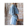 Women's Checkered Print Cutted Hem Cropped Denim Top - Veveret - 3 of 4