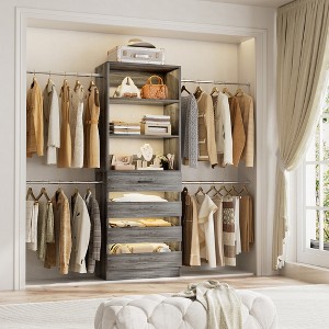 Aheaplus 4-9Ft Closet Storage with 4 Wooden Drawers and 4 Rods - 1 of 4