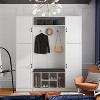 FUFU&GAGA Wood Hall Trees with  Bench Hooks and Adjustable Shelves - 2 of 4