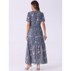 INSPIRE CHIC Women's Floral Smocked Square Neck Ruffle Beach Boho Maxi Dress - 4 of 4
