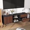 Hotraffy TV Stand up to 70+ inch, Mid Century Modern Entertainment Center with 2 Drawers,Brown - 2 of 4