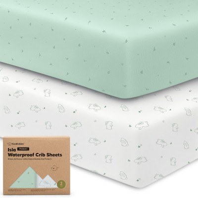 KeaBabies Isla Waterproof Crib Sheets for Boys, Girls, 2pk Baby Fitted Crib Sheet, Waterproof Crib Mattress Protector Sheets