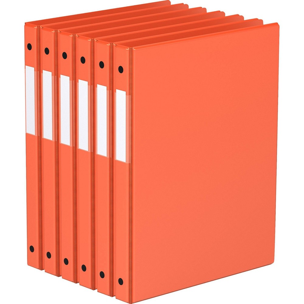 Davis Group 6pk 5/8" Premium Economy Round Ring Binders Orange: Polypropylene, 100 Sheet Capacity, 2 Pockets