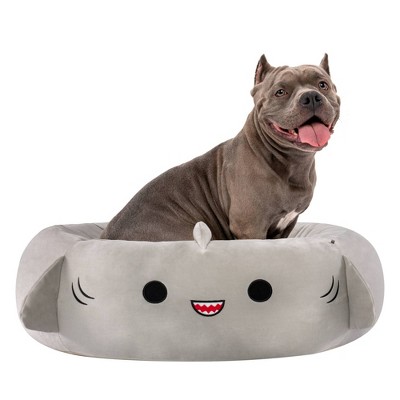 Squishmallows Gordon The Shark Cat and Dog Bolster Bed - Steel Gray