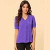 INSPIRE CHIC Women's Ruffle V Neck Short Sleeves Pleated Front Blouse - 2 of 4