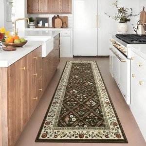 Washable Area Rugs Floral Carpet with Non-Slip Backing - 1 of 4