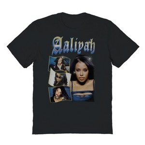Aaliyah Men's Blue Collage Short Sleeve Graphic Cotton T-shirt - 1 of 1