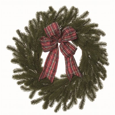 Transpac Artificial Green Christmas Buffalo Plaid Bow Wreath