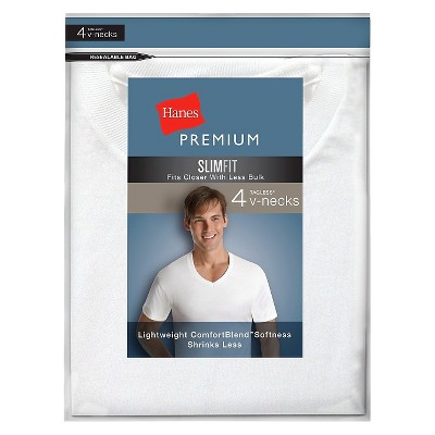 Hanes Men's 4pk Slim V-Neck T-Shirt - White L, Men's, Size: Large