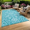 Waterproof Indoor Outdoor Rug 9x12 Large Reversible Plastic Straw Patio Rug, UV-Resistant Vintage Medallion Carpet, Easy-Cleaning RV Mat for Deck - 2 of 4