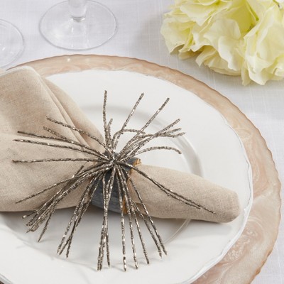 Gray Iron Bead-Embellished Napkin Rings, Set of 4