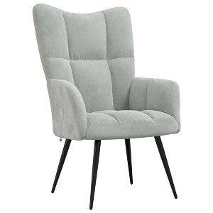 vidaXL Chic and Elegant Relaxing Chair - Soft Velvet Upholstery in Light Gray - Steel Framed Armchair for Living Room, Bedroom, Lounge Area - 1 of 4