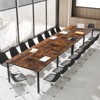 Costway 1/2 PCS 95" x 48" Large Meeting Table Seats up to 10 People 2 Cable Grommets for Office White/Brown - 4 of 4