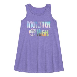 - Monster High - Holographic Logo Graphic Sleeveless Aline Dress - 1 of 3